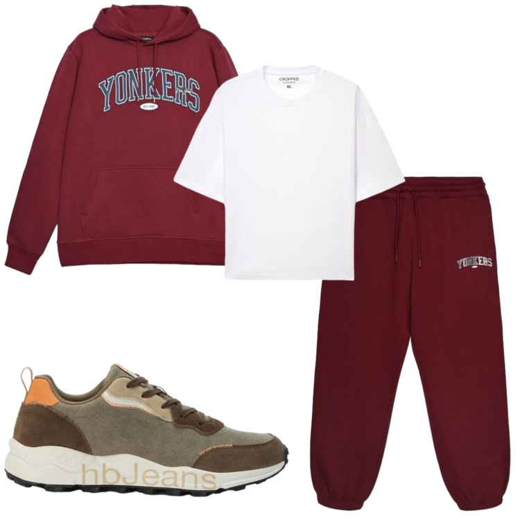 Outfit uomo - Total look #2479262. Stile Casual per Tutti i giorni. Abbinamento con sneakers, pantaloni, felpe con cappuccio, t-shirt.