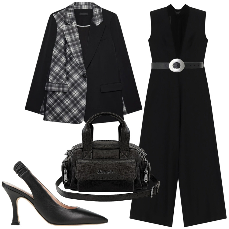 Outfit donna - Fall. Stile Casual per Tutti i giorni. Abbinamento con décolleté, tute, cinture, blazer, borse a mano.