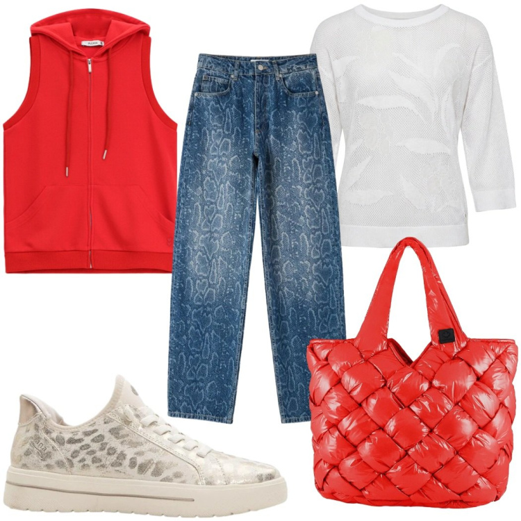 Outfit donna - Sneakers mania -trendy. Stile Trendy per Tutti i giorni. Abbinamento con sneakers, jeans dritti, maglieria, felpe con cappuccio, borse tote.