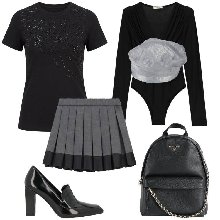 Outfit donna - Total look #2479346. Stile Glamour per Serata fuori. Abbinamento con minigonne, body, t-shirt, zaini, cappelli e berretti, mocassini.