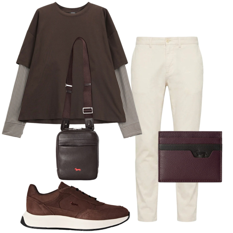 Outfit uomo - Total look #2479349. Stile Trendy per Tutti i giorni. Abbinamento con sneakers, pantaloni, borse sportive, portafogli, t-shirt.