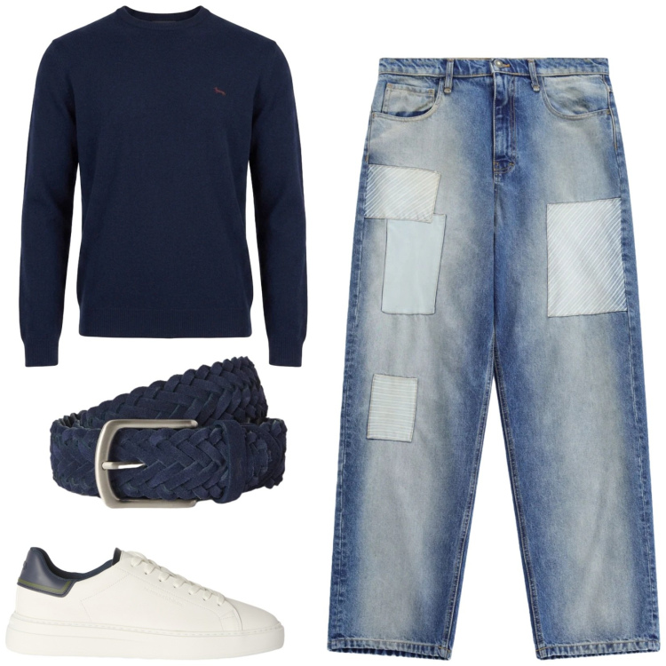 Outfit uomo - Total look #2479352. Stile Casual per Tutti i giorni. Abbinamento con sneakers, cinture, maglieria, jeans.