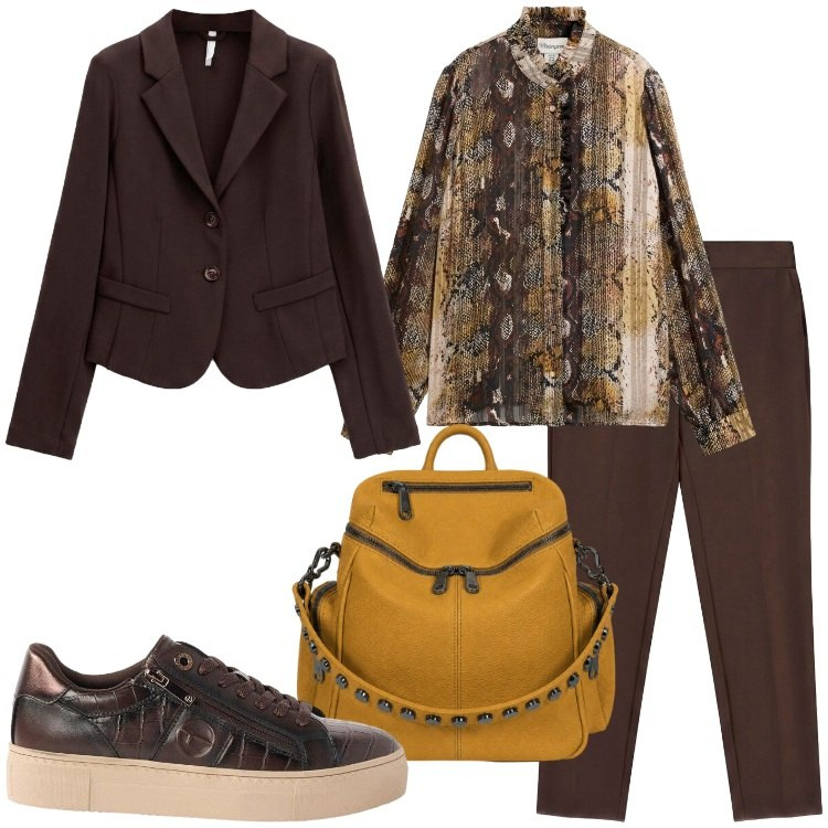 Outfit donna - Sneakers mania - @tiffany22. Stile Urban per Ufficio. Abbinamento con camicie, sneakers, blazer, pantaloni, zaini.