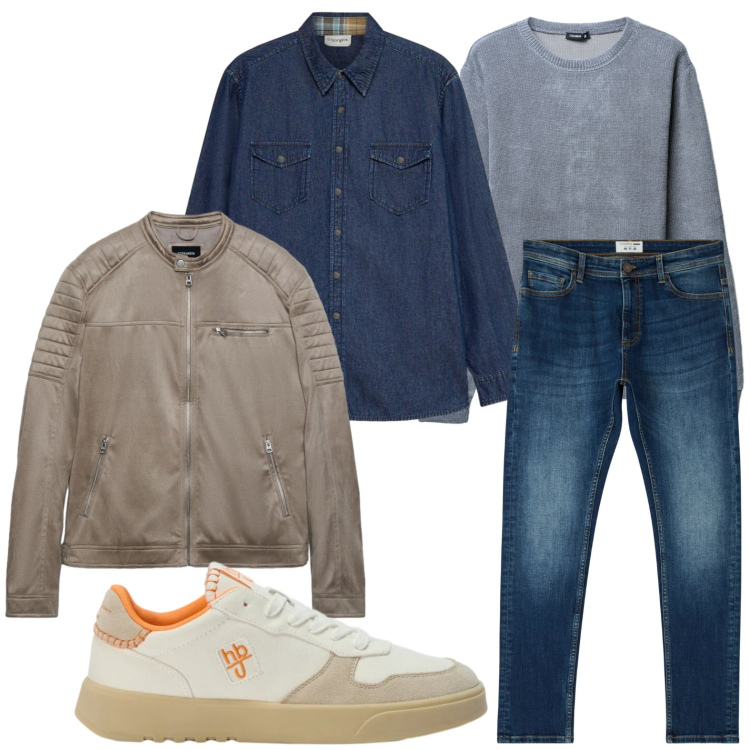 Outfit uomo - Jeans slim. Stile Trendy per Tutti i giorni. Abbinamento con sneakers, jeans skinny, maglieria, giacche, camicie.