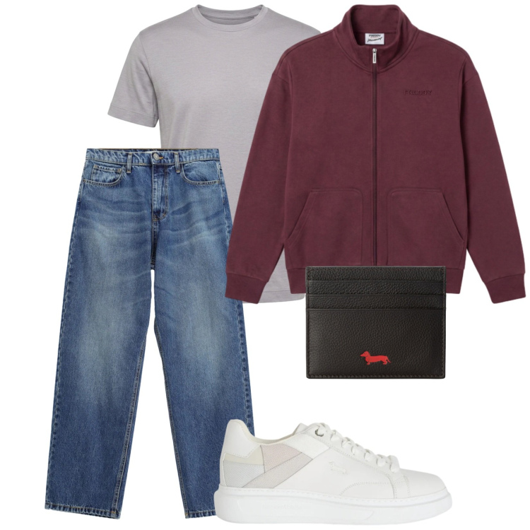 Outfit uomo - Total look #2479374. Stile Casual per Tutti i giorni. Abbinamento con t-shirt, portafogli, sneakers, jeans, felpe.