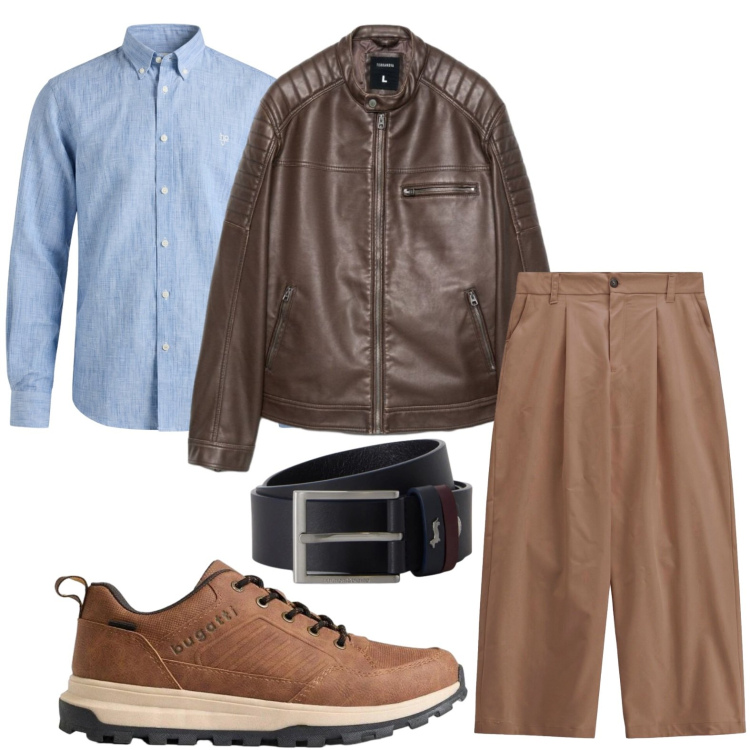Outfit uomo - Monocromo chic. Stile Casual per Ufficio. Abbinamento con cinture, camicie, pantaloni, giacche, sneakers.