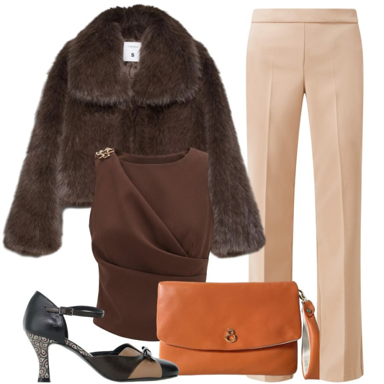 Outfit donna - Equilibrio e stile. Stile Romantica per Cerimonia. Abbinamento con pochette, canottiere, pantaloni, décolleté, blazer.