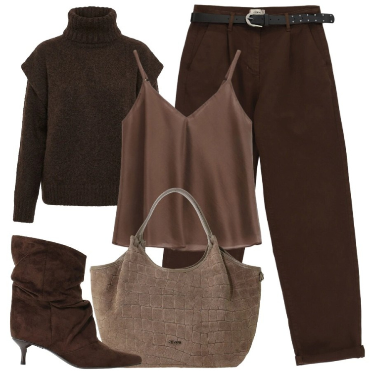 Outfit donna - Il mio colore preferito. Stile Trendy per Serata fuori. Abbinamento con stivali, pantaloni, pullovers, borse a spalla, top.