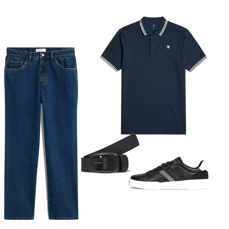 Outfit homme - Polo. Style Casual pour Tous les jours. Assortir avec jean coupe droite, sneakers, ceintures, polos.