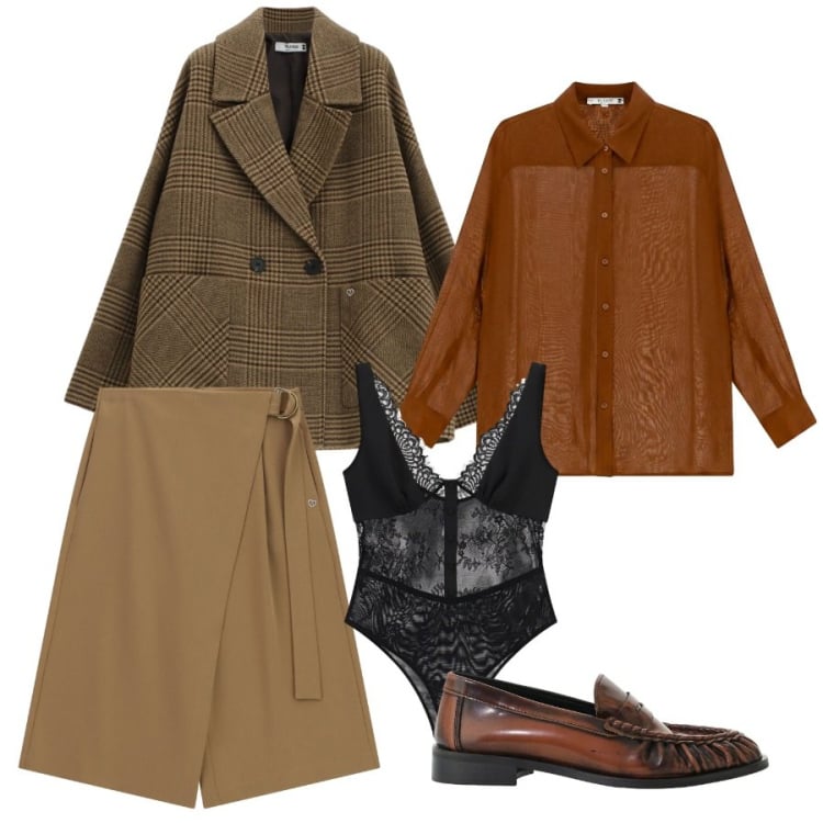 Outfit donna - Autunno a Brera. Stile Preppy per Tutti i giorni. Abbinamento con mocassini, body, pantaloni corti, blazer, camicie.