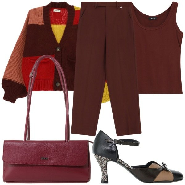 Outfit donna - sfaccettature di femminilità. Stile Glamour per Tutti i giorni. Abbinamento con cardigans, décolleté, borse a spalla, pantaloni, canottiere.