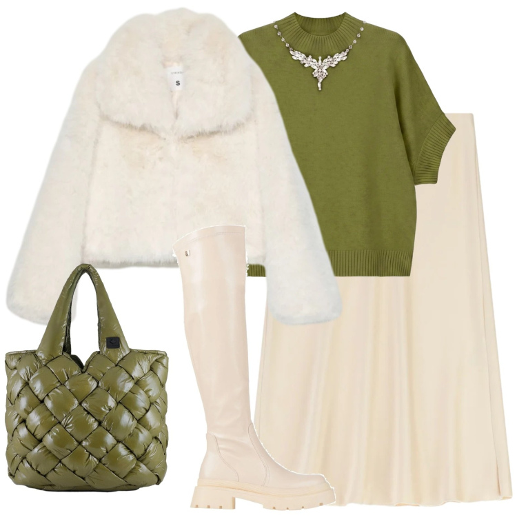 Outfit donna - Principesse. Stile Glamour per Tutti i giorni. Abbinamento con stivali, blazer, maglieria, gonne longuette, borse tote.