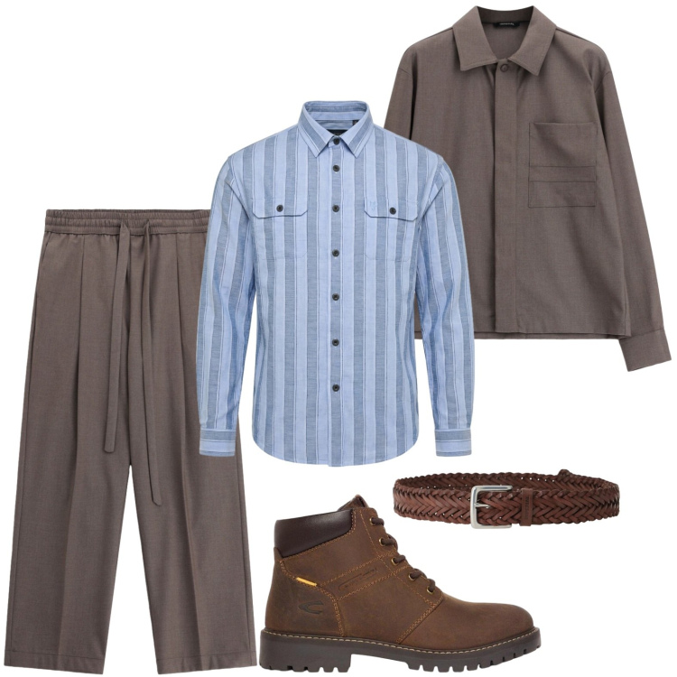 Outfit uomo - Righe professionali. Stile Casual per Ufficio. Abbinamento con camicie, pantaloni, cappotti, cinture, stivali e stivaletti.