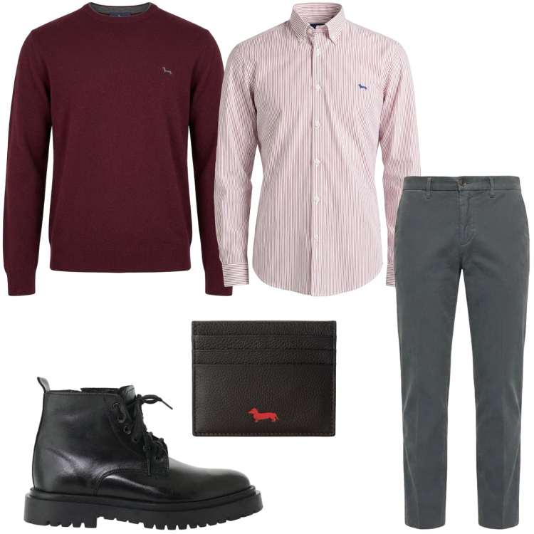 Outfit uomo - Stile e comfort. Stile Casual per Tutti i giorni. Abbinamento con pantaloni, maglieria, portafogli, camicie, anfibi.
