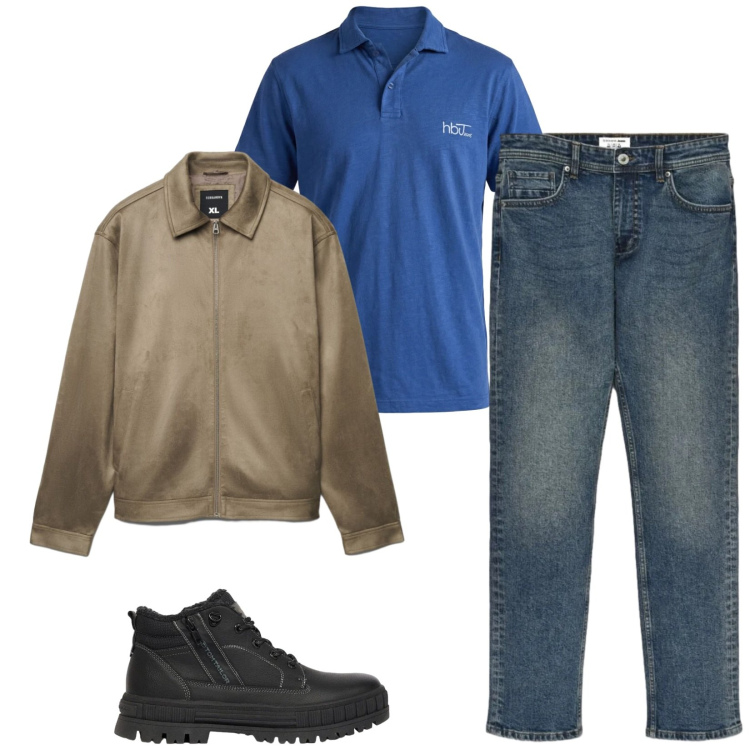 Outfit uomo - Total look #2479531. Stile Casual per Tutti i giorni. Abbinamento con polo, giacche, jeans, stivali e stivaletti.
