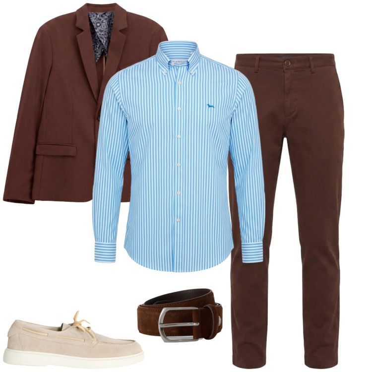 Outfit uomo - In ufficio. Stile Business/Elegante per Ufficio. Abbinamento con cinture, pantaloni, camicie, scarpe stringate, giacche.