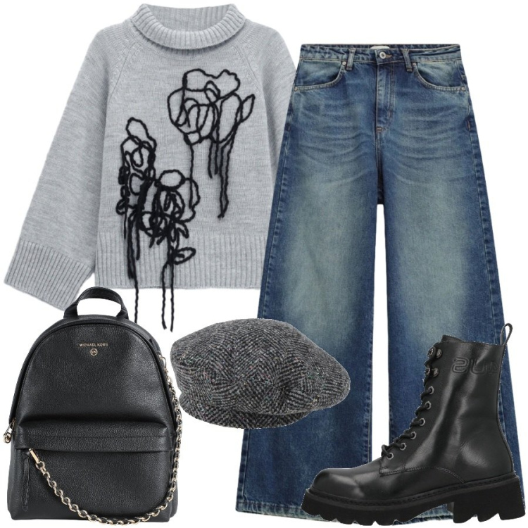 Outfit donna - Il mio lato rock. Stile Casual per Scuola/Università. Abbinamento con cappelli e berretti, zaini, stivaletti, pullovers, jeans.