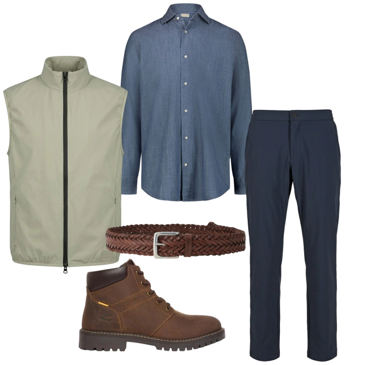 Outfit uomo - Total look #2479640. Stile Urban per Tutti i giorni. Abbinamento con cinture, camicie, pantaloni, piumini, stivali e stivaletti.