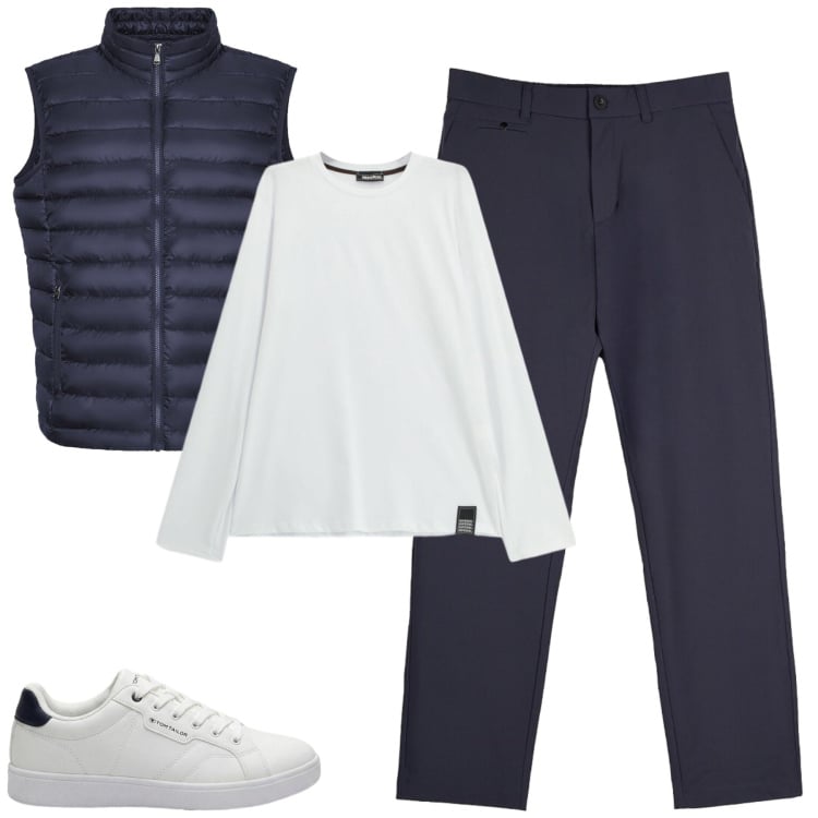Outfit uomo - Total look #2479690. Stile Casual per Tutti i giorni. Abbinamento con t-shirt, pantaloni chino, piumini, sneakers.