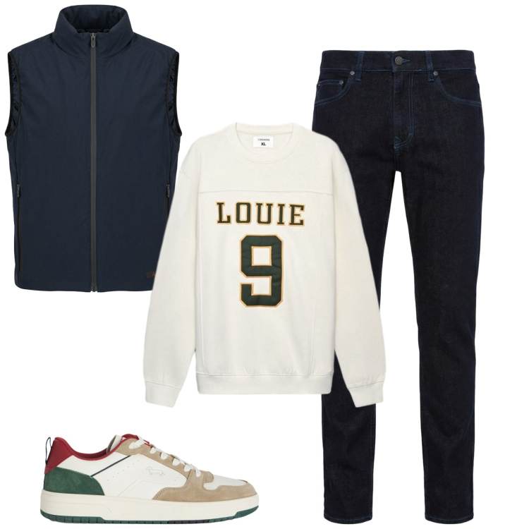 Outfit uomo - Total look #2479691. Stile Casual per Tutti i giorni. Abbinamento con jeans, sneakers, piumini, felpe.