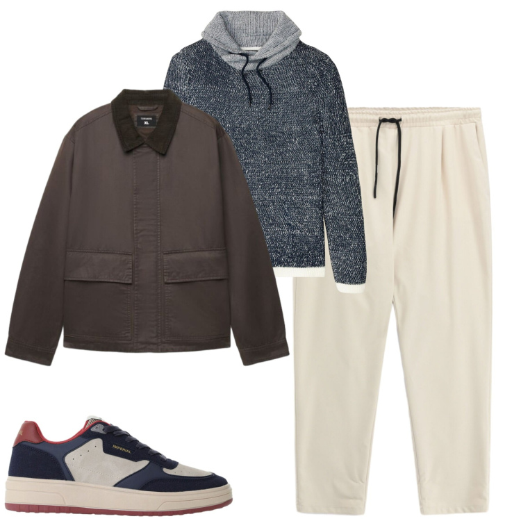 Outfit uomo - City. Stile Casual per Tutti i giorni. Abbinamento con pantaloni, sneakers, cappotti, maglieria.