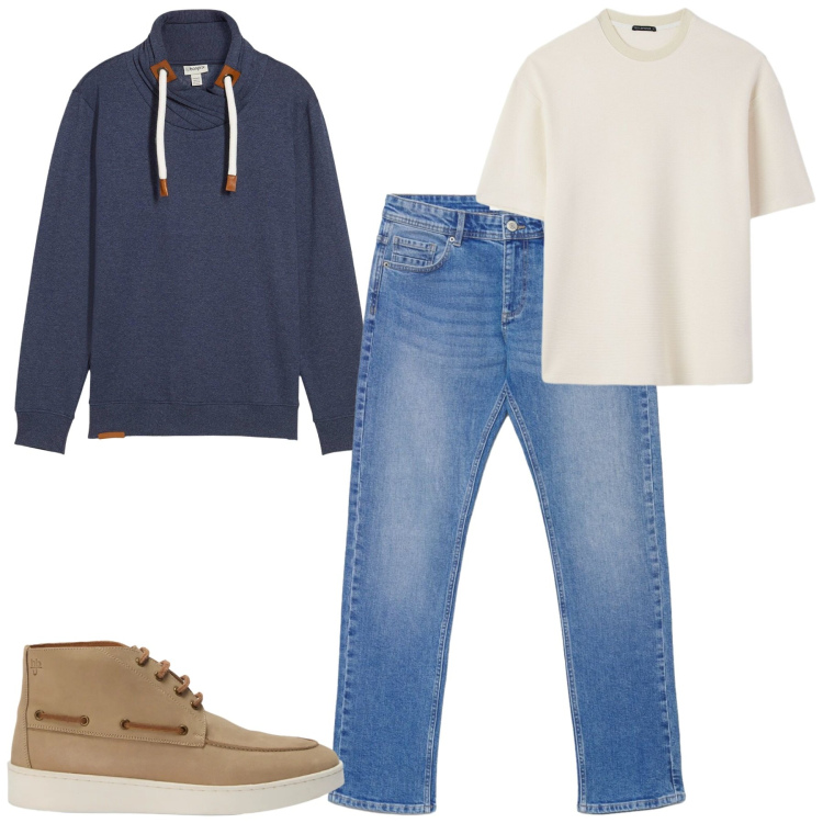 Outfit uomo - Total look #2479705. Stile Casual per Tutti i giorni. Abbinamento con stivali e stivaletti, jeans, t-shirt, felpe.
