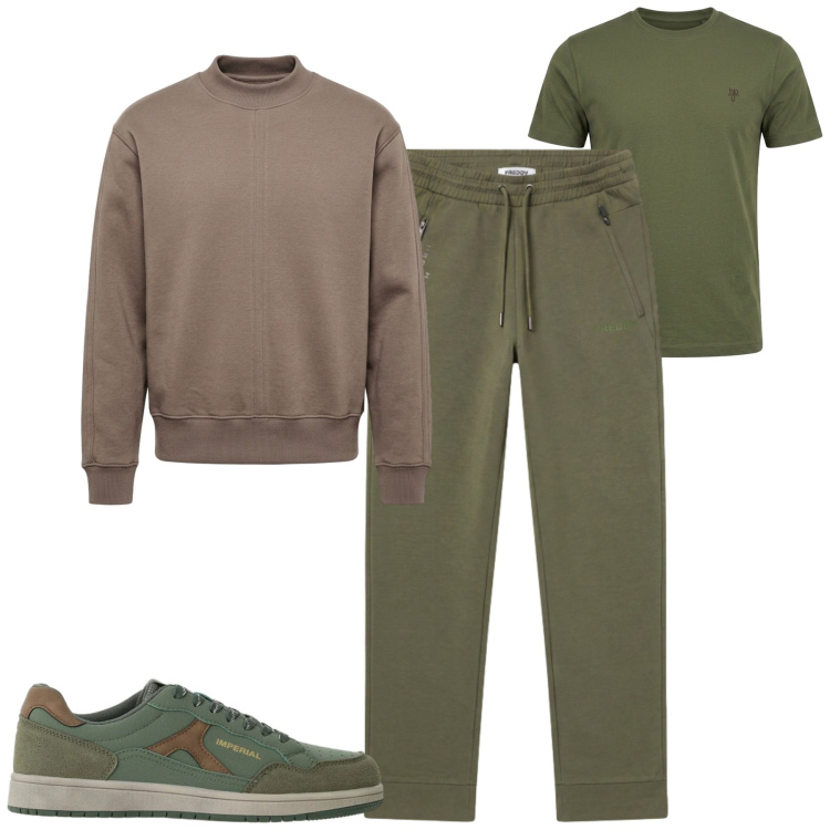 Outfit uomo - Total look #2479708. Stile Casual per Tutti i giorni. Abbinamento con t-shirt, felpe, sneakers, pantaloni.