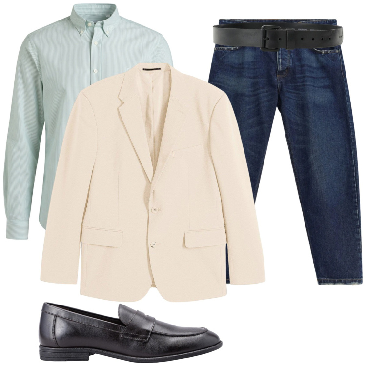 Outfit uomo - Total look #2479711. Stile Business/Elegante per Ufficio. Abbinamento con camicie, jeans, cinture, scarpe stringate, giacche.