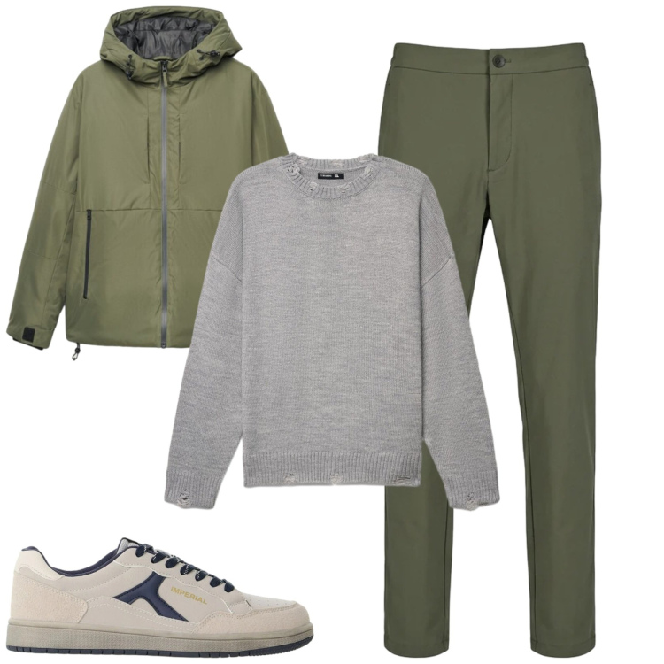 Outfit uomo - City. Stile Urban per Tutti i giorni. Abbinamento con sneakers, pantaloni, giacche, maglieria.