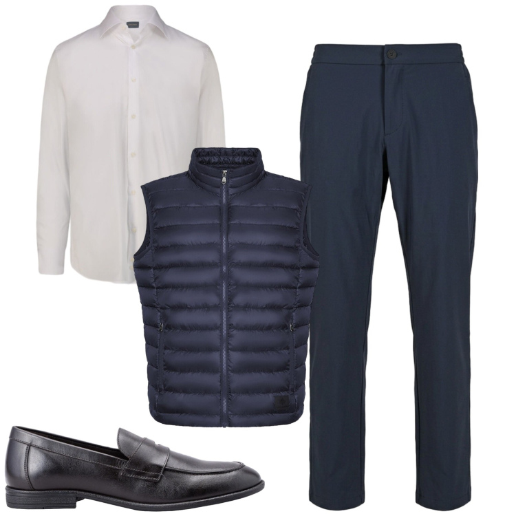 Outfit uomo - City. Stile Urban per Tutti i giorni. Abbinamento con camicie, scarpe stringate, pantaloni, piumini.