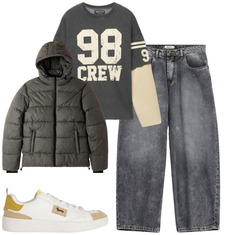 Outfit uomo - Fall. Stile Casual per Tutti i giorni. Abbinamento con sneakers, jeans, bomber, felpe.