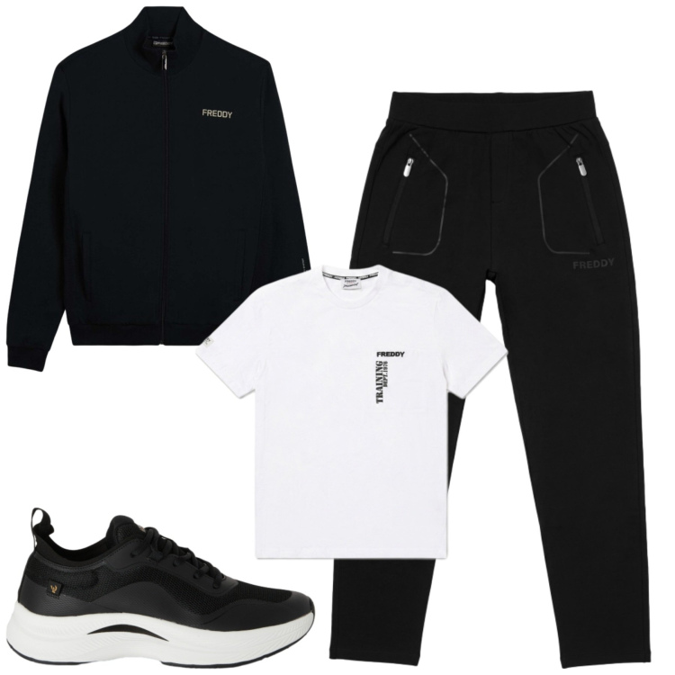 Outfit uomo - Freddy. Stile Casual per Tutti i giorni. Abbinamento con sneakers, felpe, t-shirt, pantaloni.