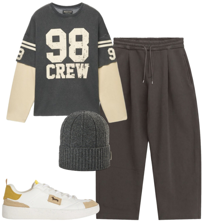 Outfit uomo - City. Stile Trendy per Tutti i giorni. Abbinamento con sneakers, pantaloni, berretti, felpe.