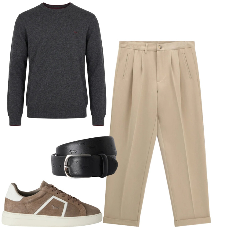 Outfit uomo - City. Stile Urban per Tutti i giorni. Abbinamento con cinture, sneakers, maglieria, pantaloni.