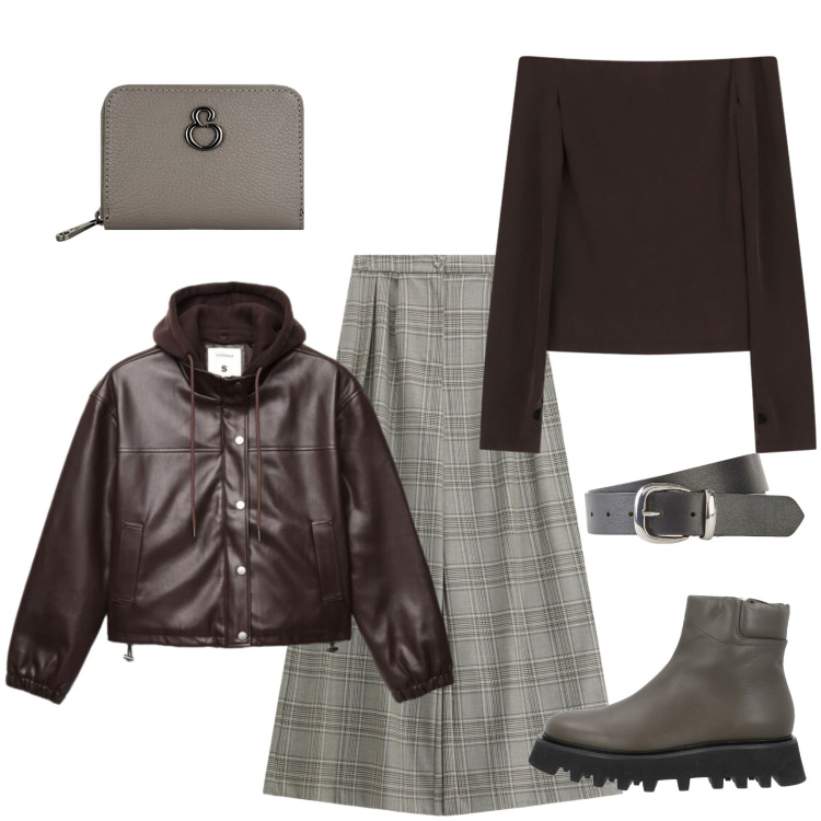 Outfit donna - Alla scoperta di una nuova città. Stile Casual per Tutti i giorni. Abbinamento con stivaletti, cinture, bomber, maglieria, pantaloni a palazzo, portafogli.