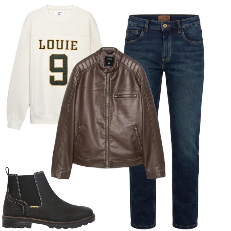 Outfit uomo - Weekend. Stile Casual per Tutti i giorni. Abbinamento con jeans, felpe, giacche, stivali e stivaletti.
