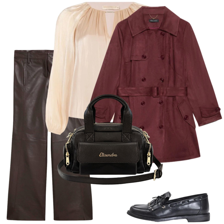 Outfit donna - Il ttrench. Stile Bon Ton per Ufficio. Abbinamento con trench, borse a mano, mocassini, bluse, pantaloni.