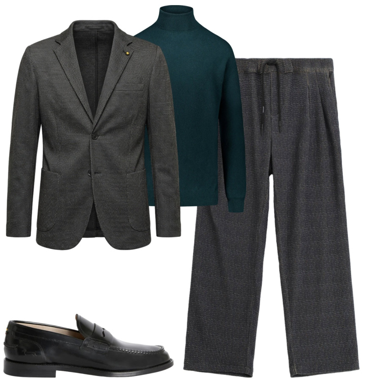 Outfit uomo - Fall. Stile Urban per Tutti i giorni. Abbinamento con scarpe stringate, giacche, pantaloni, maglieria.