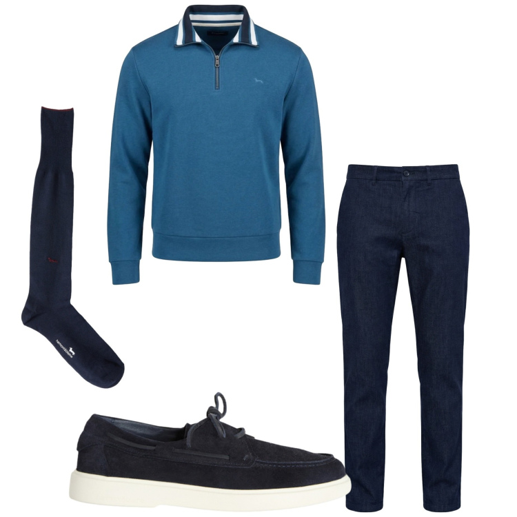 Outfit uomo - Harmont&Blaine. Stile Casual per Tutti i giorni. Abbinamento con calzini, felpe, scarpe stringate, pantaloni chino.