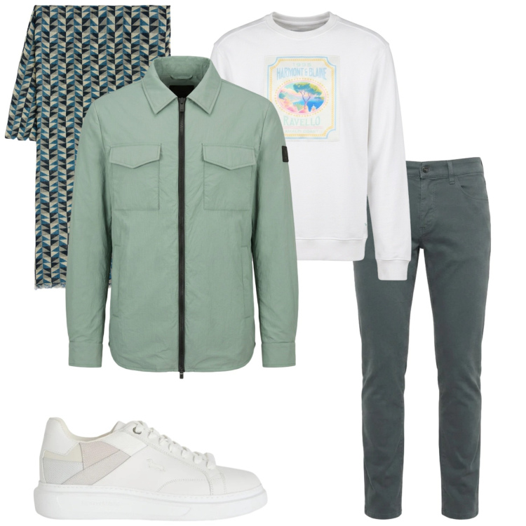 Outfit uomo - Harmont&Blaine. Stile Urban per Tutti i giorni. Abbinamento con jeans slim fit, sneakers, sciarpe, felpe, giacche.