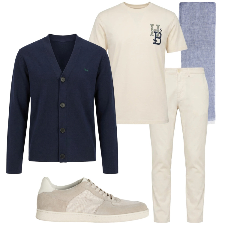 Outfit uomo - Harmont&Blaine. Stile Casual per Tutti i giorni. Abbinamento con t-shirt, pantaloni, cardigans, sciarpe, sneakers.