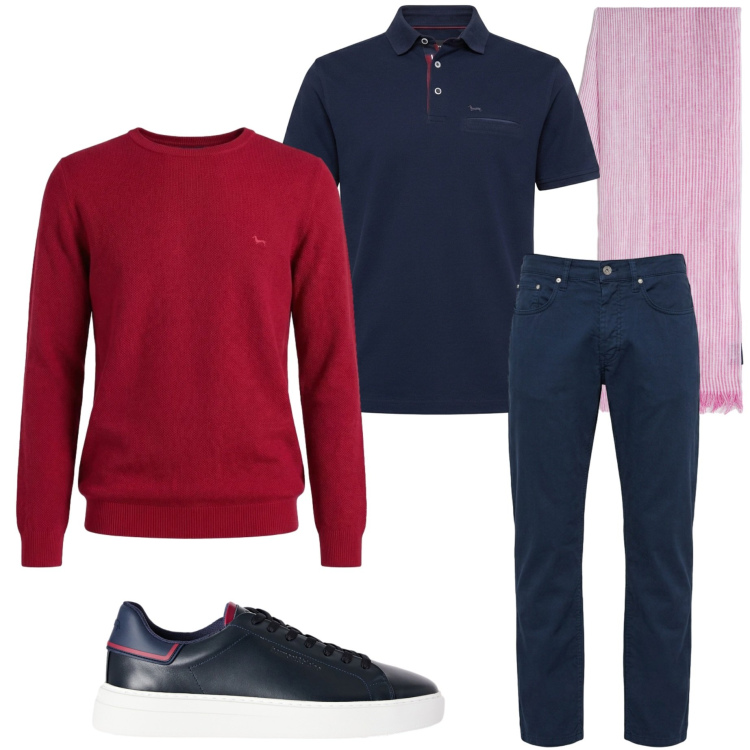 Outfit uomo - Harmont&Blaine. Stile Casual per Tutti i giorni. Abbinamento con sneakers, sciarpe, pullovers, pantaloni, polo.