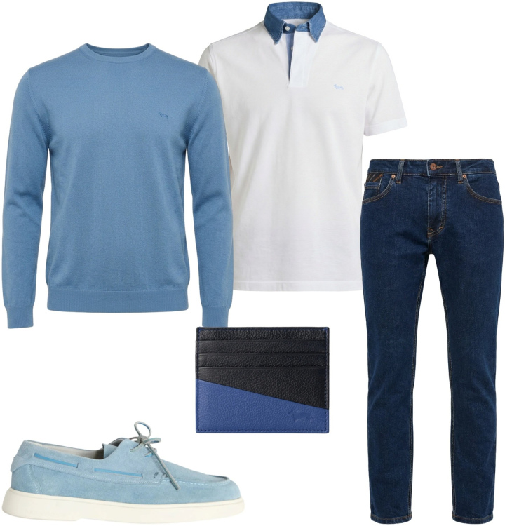 Outfit uomo - Harmont&Blaine. Stile Casual per Tutti i giorni. Abbinamento con maglieria, portafogli, pantaloni, scarpe stringate, polo.