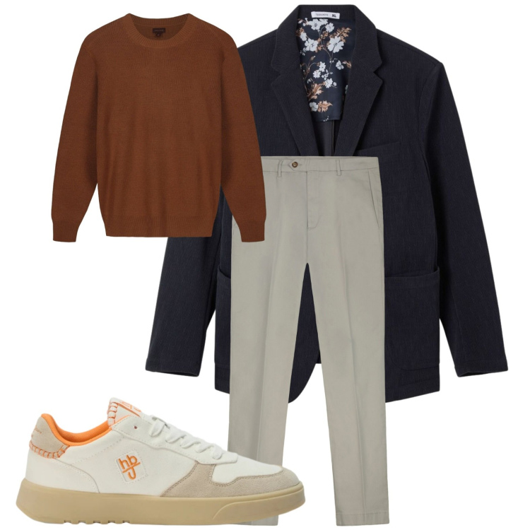 Outfit uomo - Sneaker e completo spezzato. Stile Urban per Tutti i giorni. Abbinamento con sneakers, pantaloni chino, maglieria, giacche.