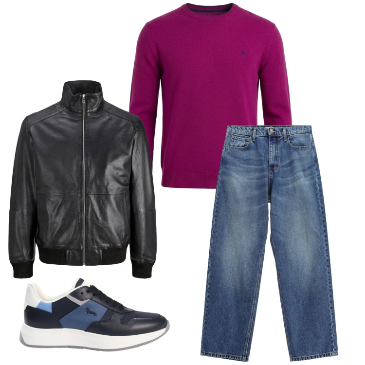 Outfit uomo - Total look #2479844. Stile Casual per Tutti i giorni. Abbinamento con maglieria, sneakers, jeans, giacche.
