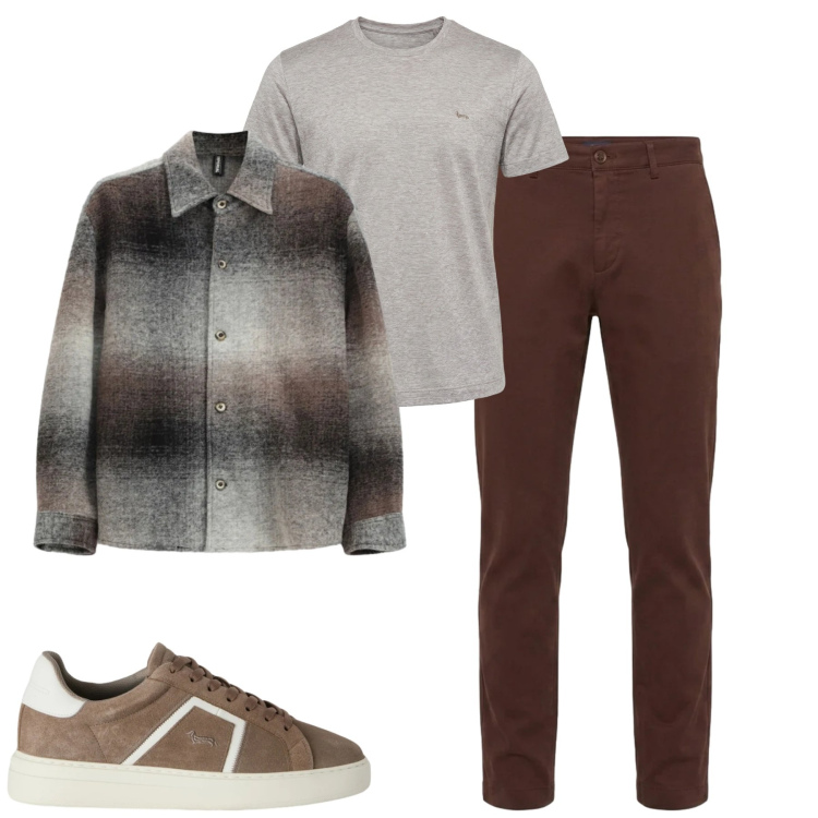 Outfit uomo - Fall. Stile Casual per Tutti i giorni. Abbinamento con sneakers, pantaloni, t-shirt, cappotti.