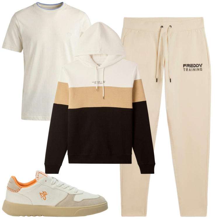 Outfit uomo - Fall. Stile Casual per Tutti i giorni. Abbinamento con sneakers, t-shirt, pantaloni, felpe con cappuccio.