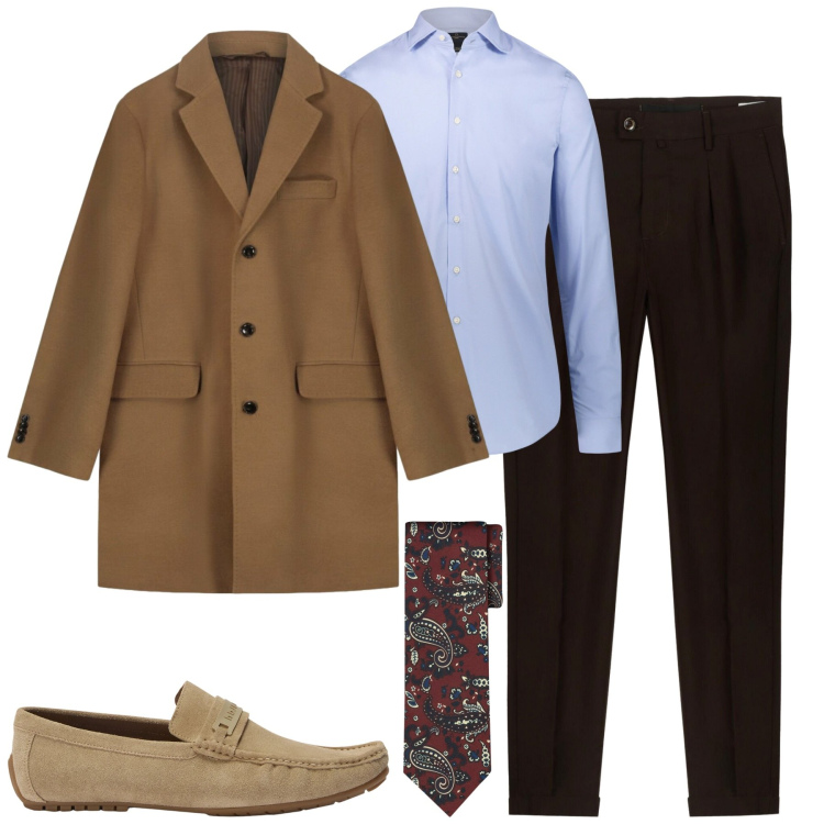 Outfit uomo - City. Stile Business/Elegante per Tutti i giorni. Abbinamento con scarpe stringate, camicie, pantaloni, cravatte, cappotti.