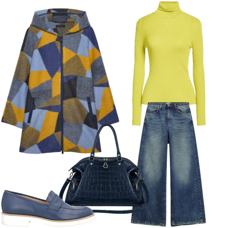 Outfit donna - Total look #2479926. Stile Casual chic per Tutti i giorni. Abbinamento con cappotti, shopping bag, jeans, maglieria, mocassini.