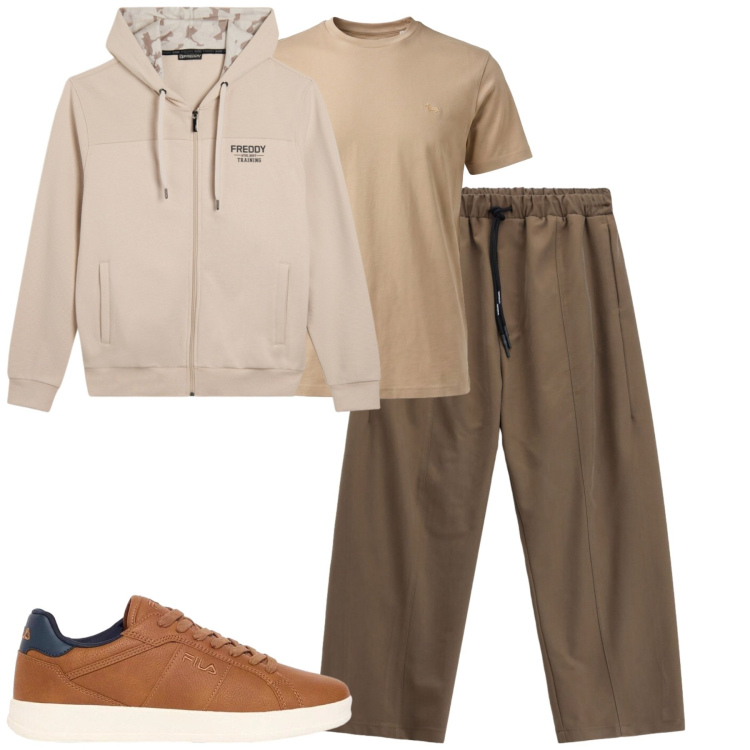 Outfit uomo - Total look #2479953. Stile Casual per Tutti i giorni. Abbinamento con t-shirt, pantaloni, felpe con cappuccio, sneakers.